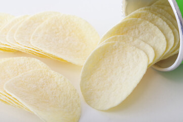 白バックで撮影したポテトチップス