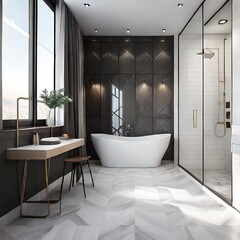 Naklejka na ściany i meble luxury bathroom with bathtub