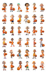 Ultimate 3D Basketball Player Collection: 36 Unique Characters Isolated on Clear Background Created with Generative AI and Other Techniques