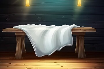 wooden table with a white blanket, creating a cozy and inviting atmosphere. Generative AI