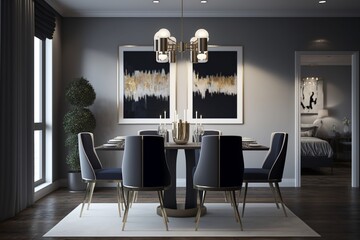 Contemporary Dining Room Interior Design. AI