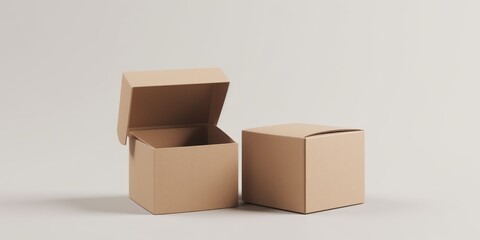 Craft paper box mockup. Copy space for text and logo. Empty carton packaging for takeaway delivery. Generative AI. Kraft brown box made isolated on white background