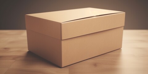 Craft paper box mockup. Copy space for text and logo. Empty carton packaging for takeaway delivery. Generative AI. Kraft brown box made isolated on white background