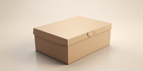 Craft paper box mockup. Copy space for text and logo. Empty carton packaging for takeaway delivery. Generative AI. Kraft brown box made isolated on white background