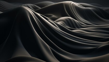 Obraz premium Spectacular photograph of bright black fabric that simulates sand dunes, detailed in fabric texture, Generative IA