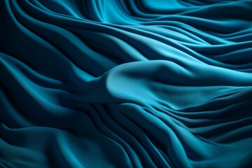 Fototapeta premium Spectacular photograph of bright blue fabric that simulates sand dunes, detailed in fabric texture, Generative IA