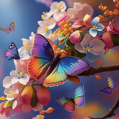 butterflies flowers spring