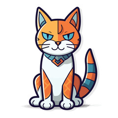 Cat sticker cartoon vector illustration isolated