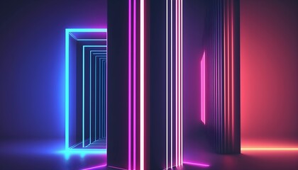Obraz premium Abstract neon lights background with laser rays, and glowing lines. Generative AI.