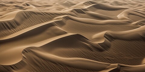Abstract sandy dunes in the desert. Aerial landscape ripples and texture on the beach.