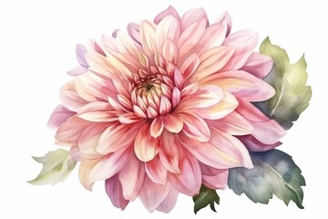 dahlia flower watercolor isolated on white background