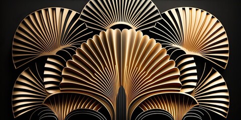 Abstract art deco. Great Gatsby 1920s geometric architecture background. Retro vintage black, gold, and silver roaring 20s texture.	
