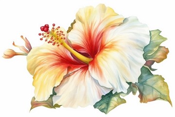 Naklejka na ściany i meble hawaiian flower watercolor isolated on white