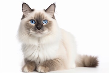 Obraz premium ragdoll cat with blue eyes isolated on white