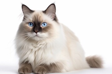 ragdoll cat with blue eyes isolated on white