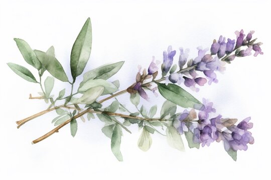 lavender flower watercolor isolated on white AI Generative