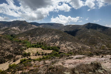 View of the semi-desert mountains from high up in Mexico.