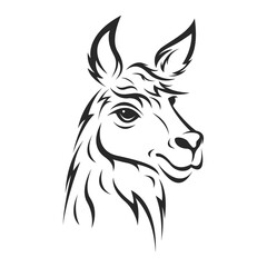 A llama head design isolated on transparent background. Wild Animals.