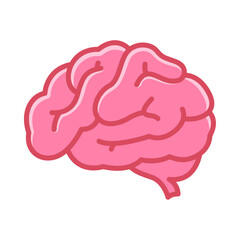 Human brain simple icon, cartoon style brain side drawing.