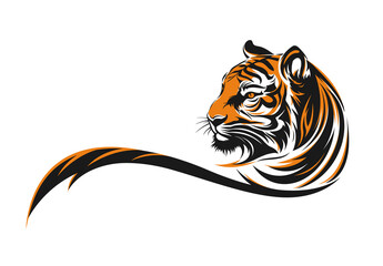 Tiger head design isolated on transparent background. Wild Animals.