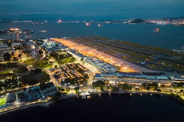 Garden poster Rio de Janeiro Aerial View of Santos Dumont Airport in Rio de Janeiro City at Night