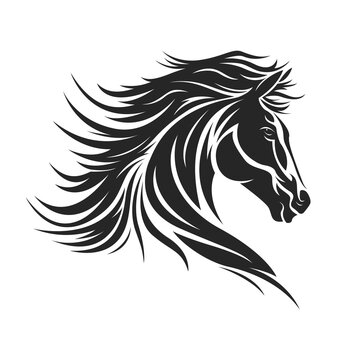 A horse head design isolated on transparent background. Wild Animals.