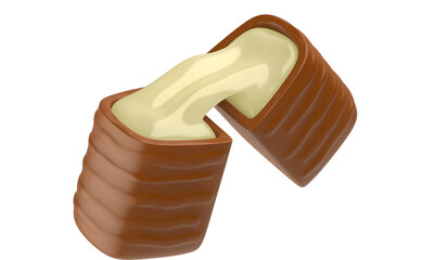 Chocolate bonbon with white liquid chocolate 