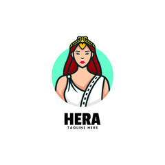 Vector Logo Illustration Hera Mascot Cartoon Style.