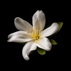 Fototapeta na wymiar Single Jasmine Flower Isolated on Dark Background | Generative AI Artwork