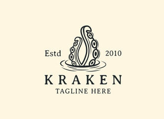 Kraken octopus logo vector design. 