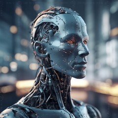 mannequin robot head with background-Created using Generative AI