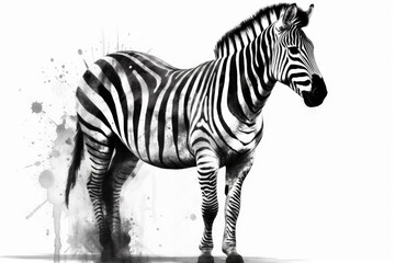 Fototapeta na wymiar monochrome striped animal standing in the savannah. Generative AI