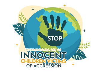 International Day of Innocent Children Victims of Aggression Vector Illustration with Kids Sad Pensive and Cries in Flat Cartoon Hand Drawn Templates