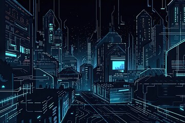 bustling cityscape with towering skyscrapers and busy streets. Generative AI