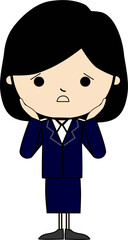 困り顔の女性のイラスト