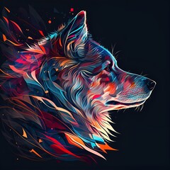 AI Generated illustration of a majestic Siberian Husky dog