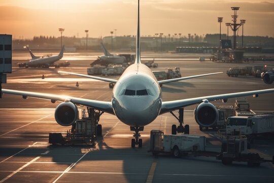 airplane at the airport made with generative ai