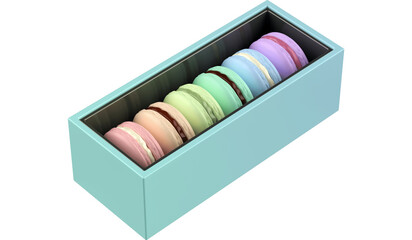Box with six french macarons 