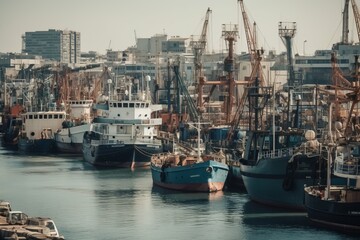 Fototapeta na wymiar boats in port made with generative ai