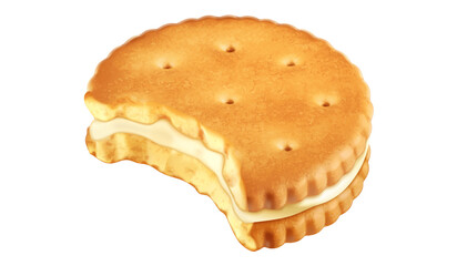 Realistic bitten sandwich cookie 3D Icon 