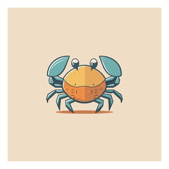 cute crab cartoon vector icon illustration, mascot logo, cartoon animal style