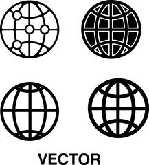  Globe flat icon set vector illustration on white background 