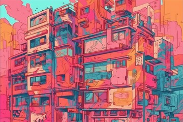 Obraz premium multi-story building with several balconies. Generative AI