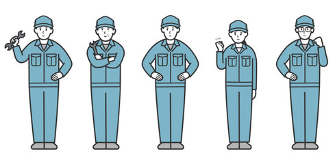 作業員の全身イラストセット