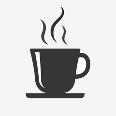 Cup of coffee vector icon design illustration silhouette isolated with coaster and steam icon. eps 10