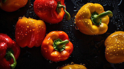 Fresh Bell Peppers, A Fresh Perspective, Top-Down Fruit Mockup Background for Your Products - Generative AI