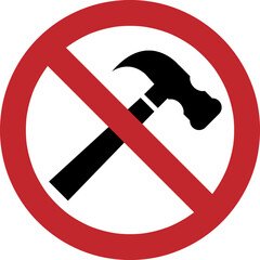 allowed, attention, background, ban, caution, construction, danger, equipment, fix, forbidden, hammer, icon, illustration, information, instrument, isolated, no, pictogram, prohibited, prohibition, re