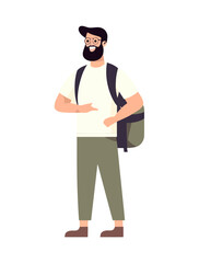 Standing man with backpack