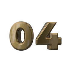 Number 04 3D render with brown color