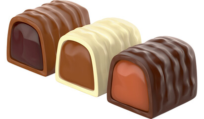White,dark and milk chocolate bonbons 